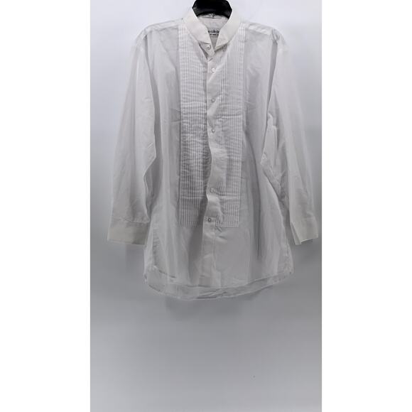 MARTINO COLLECTION By Henry Segal Men's White Pleated Button-Up Shirt SZ L - Picture 1 of 11